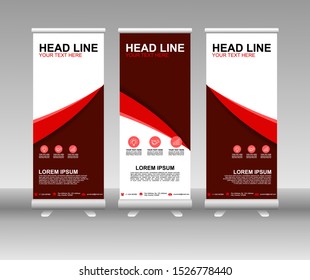 Red Roll up banner stand. Modern Vertical Flag Banner Design with abstract background can be used for Business advertising, Cover, Magazine, Presentation, Poster, Website. Vector template design