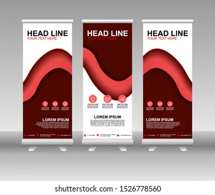 Red Roll up banner stand. Modern Vertical Flag Banner Design with abstract background can be used for Business advertising, Cover, Magazine, Presentation, Poster, Website. Vector template design