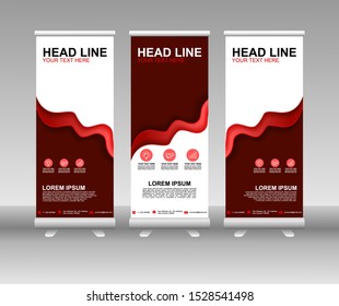 Red Roll up banner stand. Modern Vertical Flag Banner Design with abstract background can be used for Business advertising, Cover, Magazine, Presentation, Poster, Website. Vector template design