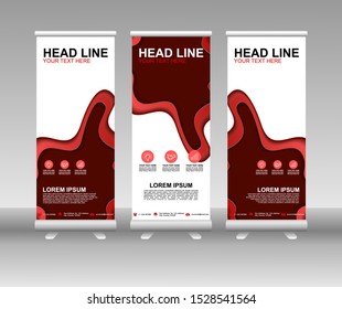 Red Roll up banner stand. Modern Vertical Flag Banner Design with abstract background can be used for Business advertising, Cover, Magazine, Presentation, Poster, Website. Vector template design
