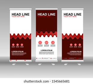 Red Roll up banner stand. Modern Vertical Flag Banner Design with abstract background can be used for Business advertising, Cover, Magazine, Presentation, Poster, Website. Vector template design