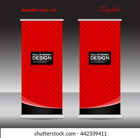 red Roll up banner stand template flyer layout vector illustration, advertisement, display