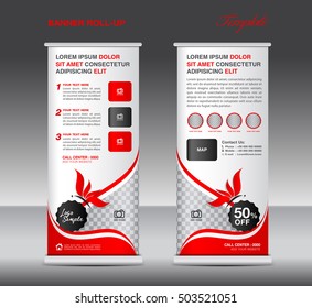 Red Roll up banner, stand template, banner design, cosmetics banner, spa roll up, pull up, flyer design