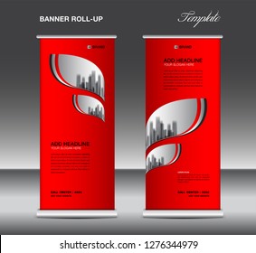 Red Roll up banner template vector, advertisement, x-banner, poster, pull up design, display, layout , business flyer, web banner, exhibition, stand, presentation, luxurious concept idea