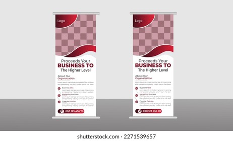 Planilla de diseño de vectores de pancarta Rojo Roll Up .display,publicidad ,
 diseño de volante,
Folleto de diseño corporativo.