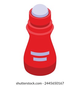 Red roll deodorant icon isometric vector. Fresh cosmetic. Flask sign sweat