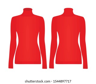 Red roll neck shirt. vector illustration