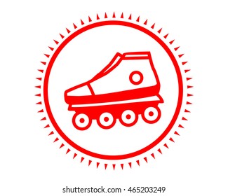 red roller blade icon sport equipment tool utensil image vector 