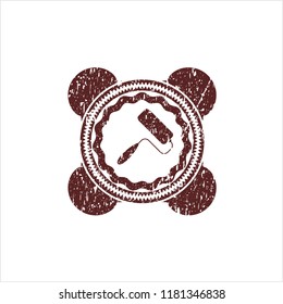 Red roller brush icon inside grunge stamp