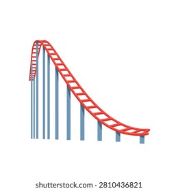 Red Roller Coaster Track Illustration Isolated on White Background for Amusement Park Concept