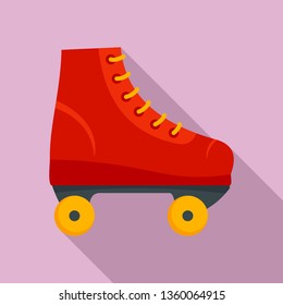 Red roller skates icon. Flat illustration of red roller skates vector icon for web design