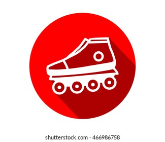 red roller skates shoes icon circle sports equipment tool utensil image vector