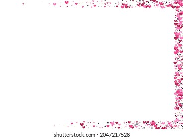 Marco rojo del corazón del romance. Fondo de escritorio del aniversario de Rose. Fondo De Vuelta Caída. Círculo rosado brillante. Textura vectorial.