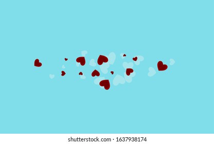 Red Romance Vector Confetti Pattern. Valentine Glitter Wallpaper. Art Shape Border. Pink Holiday Heart Design.