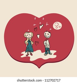 Red romantic couple illustration