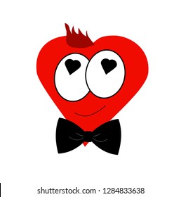 Red romantic heart icon. Vector illustration.