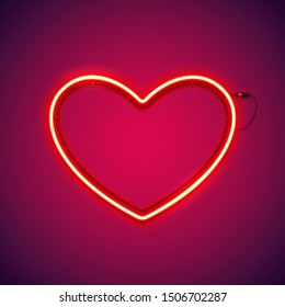 Red romantic neon heart makes it quick and easy to customize your projects in retro-futuristic style.