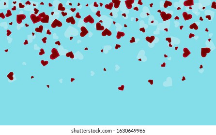 Red Romantic Vector Confetti Illustration. Party Heart Card. Happy Glitter Backdrop. Pink Romance Shape Background.
