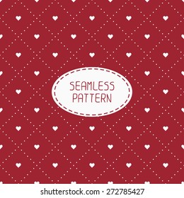 Red romantic wedding geometric seamless pattern with hearts. Wrapping paper. Scrapbook paper. Tiling. Vector illustration. Background. Graphic texture  for design. Valentines day