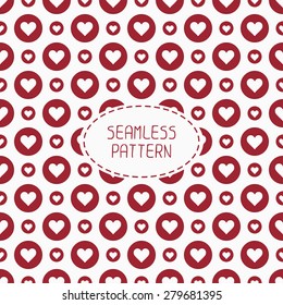Red romantic wedding geometric seamless pattern with hearts. Wrapping paper. Scrapbook paper. Vector illustration. Background. Graphic texture for design. Valentines day
