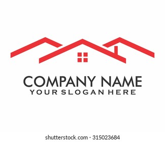 red roof house residential vector logo image icon