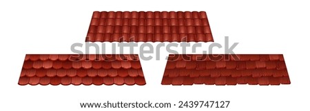 Image, Stock Photo Corrugated tiles in red-brown on the tiled roof of an old building on the grounds of the industrial museum in the Lage brickworks in the province near Detmold in East Westphalia-Lippe