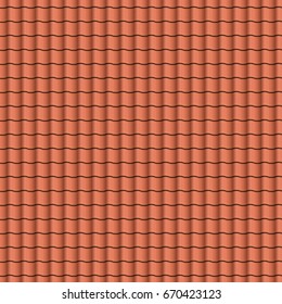 Red roof tiles background texture in regular rows.Seamless pattern. Vector illustration. Eps 10.