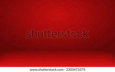 Red room background. Abstract empty studio. Horizontal bg. Light scene for product. Simple 3d backdrop. Gradient table. Minimal texture blank wall and floor. Skyline mockup. Vector illustration