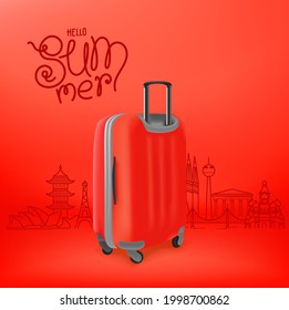 Red room with red bag. Hello summer 
