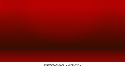 Red room bg. Abstract empty studio. Horizontal background with light scene for product. Simple 3d backdrop. Minimal texture blank wall and floor. Skyline mockup. Vector illustration