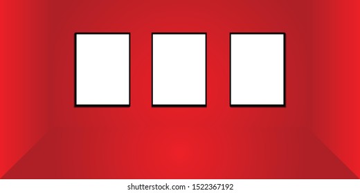 Red room with white billboards