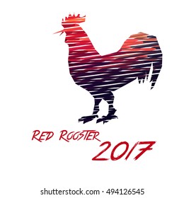 Red Rooster 2017 .  Chinese zodiac illustration. Logo, emblem, symbol designs bundle.  