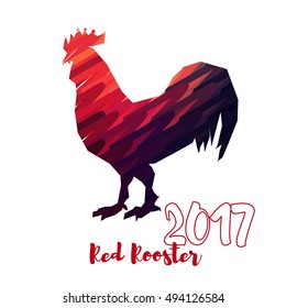 Red Rooster 2017 . Chinese zodiac illustration. Logo, emblem, symbol designs bundle.  