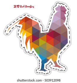 Red Rooster 2017 . Rooster, cock, Chinese zodiac illustration. Logo, emblem, symbol designs bundle Rooster zodiac emblem