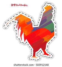 Red Rooster 2017 . Rooster, cock, Chinese zodiac illustration. Logo, emblem, symbol designs bundle Rooster zodiac emblem