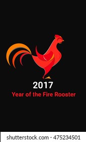 Red rooster. 2017 The Year of Rooster. Rooster year Chinese zodiac symbol in flat style