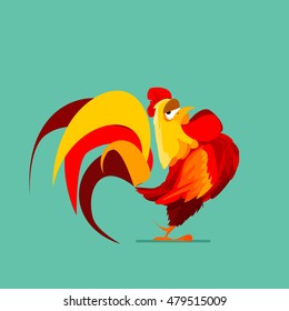 red rooster in the background. The symbol of the new year 2017. Vector illustration