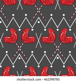 red rooster candy new year pattern