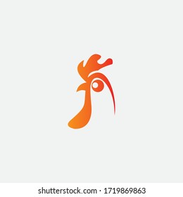 Red rooster, chicken, cock. Abstract vector illustration, logo, icon