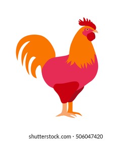 Red rooster figure isolated on white background. Symbol of the new year 2017. Vector illustration