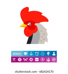 Red Rooster Head Icon