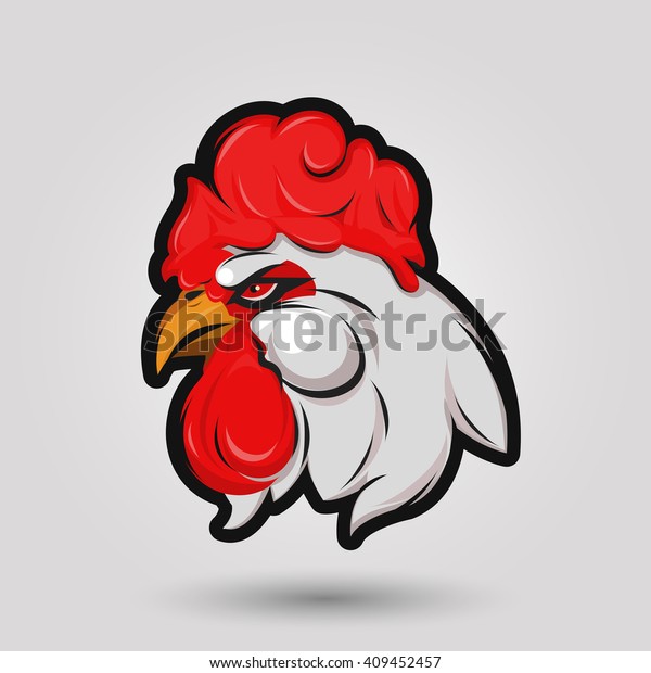 Red Rooster Head Sign On Gray Stock Vector (Royalty Free) 409452457 Shutterstock