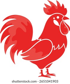Red Rooster Illustration Farm Animal Design Illustration Vector