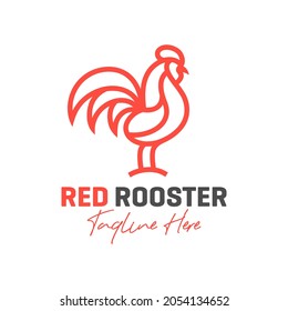 red rooster inspiration illustration logo design outline