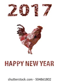 Red Rooster Isolated Polygon Vector symbol of 2017 on the Chinese calendar. 