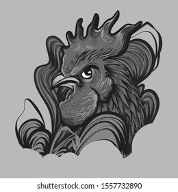 red rooster with line background