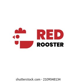 red rooster logo. simple and minimalist red rooster logo design