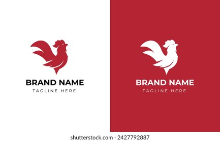 Red Rooster logo vector icon symbol illustration design.Rooster chicken cock. Editable Abstract vector illustration