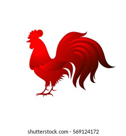 Red rooster on a white background in vector EPS 10
