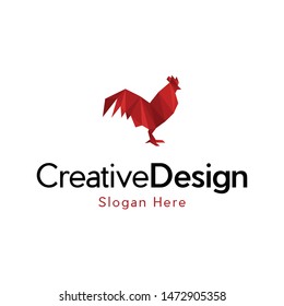 Red Rooster Origami Logo Design